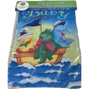 Welcome Baby Garden Flag Shower Party Banner Nautical Sealife Home Decor New Boy